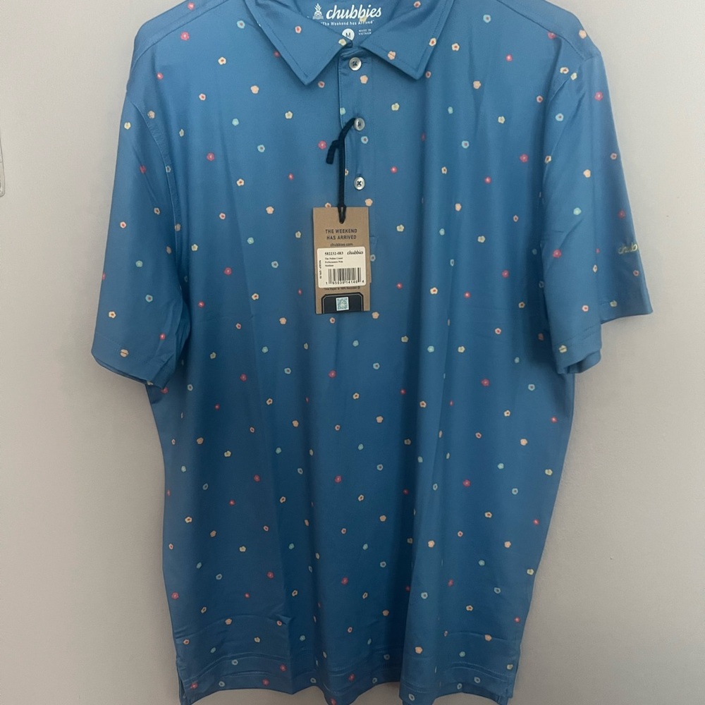 Chubbies Blue Shirt with Colorful Dots
